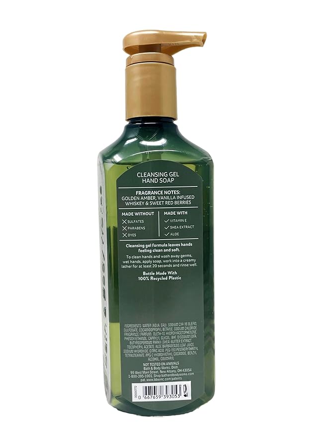 Bath & Body Works Sweet Whiskey 3 Pack of Cleansing Gel Hand Soaps and a Himalayan Salts Springs Bar Soap