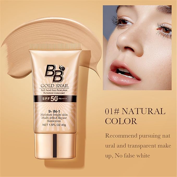 Generic Korean BB Cream with SPF 50, 9 in 1 BB Cream Sunscreen SPF 50 Korean Waterproof Sweatproof, Foundation Full Coverage Tinted Moisturizer, Facial Concealer for Oily Skin, Dry Skin (2Pcs 01#)