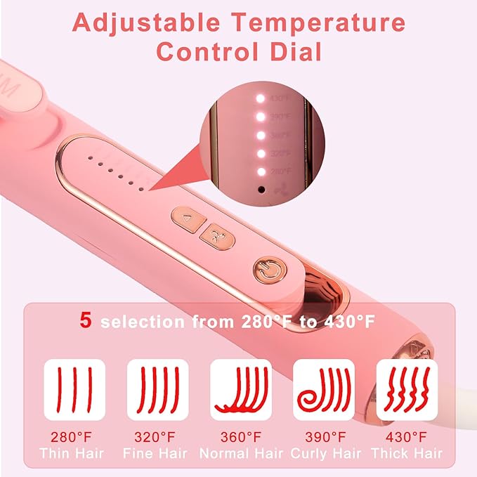 2 in 1 Hair Straightener and Curler, Airflow Styler Curling Iron - Titanium Flat Iron Hair Straightener for Long-Lasting Curls and Straightener, Dual Voltage & Adjustable Temps 360° Curling Wand