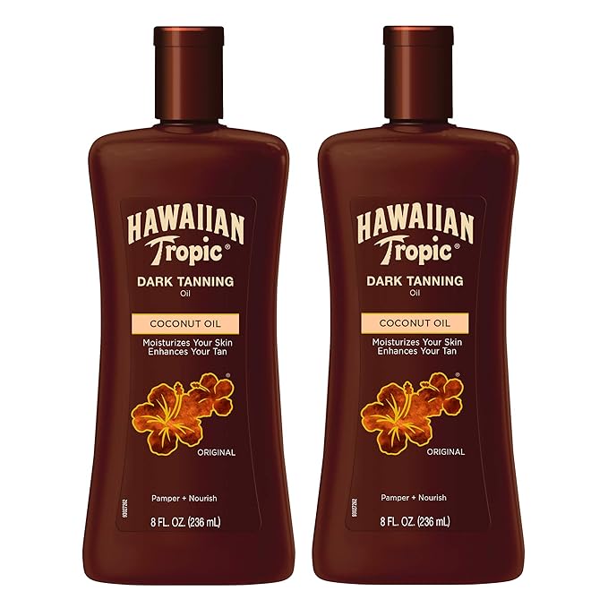 Hawaiian Tropic After Sun Lotion Twin Pack, 16oz each & Dark Tanning Oil Twin Pack, 8oz each