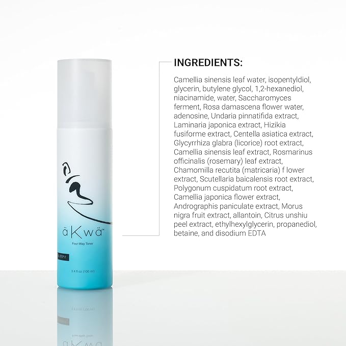 4Life - aKwa Four Way Toner - Rose Water, Seaweed & Niacinamide to Hydrate, Refresh, Even Tone & Set Makeup - Alcohol-Free Plant-Based Formula - 3.4 fl oz