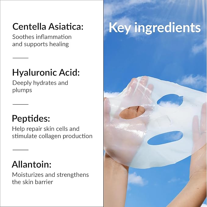 Talika Bio Enzymes Mask - Cica Repair+ After Sun Biocellulose Face Mask | Centella Asiatica & Allantoin for Soothing Sun-Exposed Skin | Deeply Hydrates, Repairs & Strengthens Skin Barrier