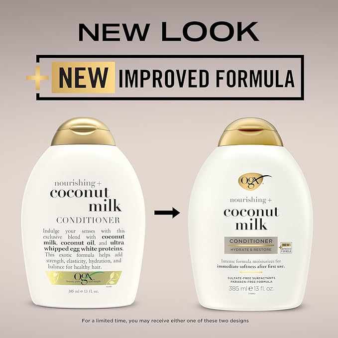 OGX Hair Conditioner, Nourishing Coconut Milk, Sulfate-Free | 13 Fl Oz | Pack of 2