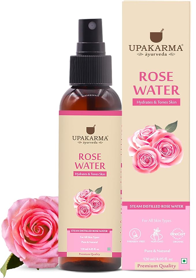 UPAKARMA Ayurveda Premium, Pure and Natural Rose Water Spray for Face, Gulab Jal - 4.05 fl. Oz/ 120ml- Pack of 1