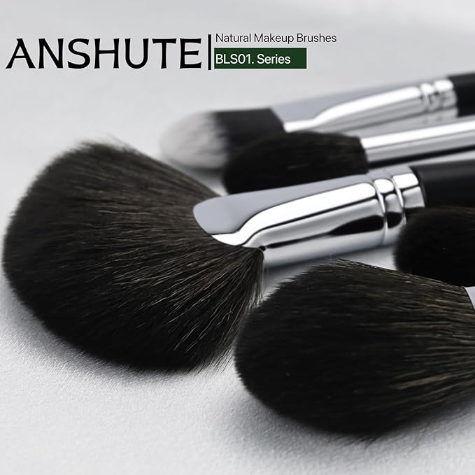 12-Piece Professional Natural Goat Hair Makeup Brush Set with Travel-Ready Makeup Brush Organizer - 5 Face & 7 Eye Brushes. Super Soft Bristles, Variety of Brushes. Labled Brush Handle