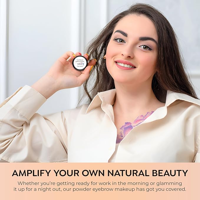 Mineral Eyebrow Powder by NuBeauti - Natural Brow Makeup Kit with Angled Contour Brush for Precision Sculpting to Color Eyebrows Precisely for Beautiful Perfect Professional Brows - (Dark Auburn)