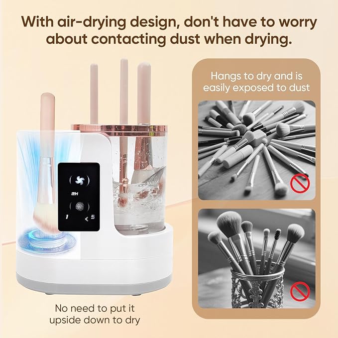 Electric Makeup Brush Cleaner 3-in-1, Automatic Brush Washing & Air-Drying Machine, Dual-Direction Deep Cleaning, Adjustable 2H/5H Drying, Fits Most Brush Sizes, Plug-in Design (2026 Upgrade)