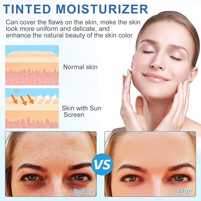 Tinted Sunscreen For Face SPF 50,Universal Protector Solar 50 Face Sunscreen Moisturizer,No Sticky,Suitable for all Skin Types,50ml,2pcs