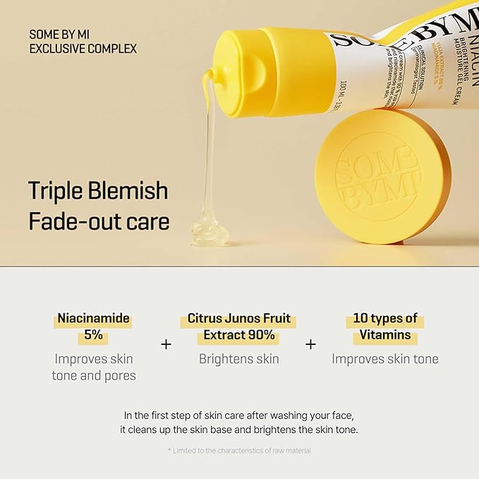 SOME BY MI Yuja Niacin Brightening Moisture Gel Cream - 3.38Oz, 100ml - Made from 10 Vitamin for Dull-Looking Skin - Mild Moisturizer for Skin Calming, Melasma and Blemish Care - Korean Skin Care