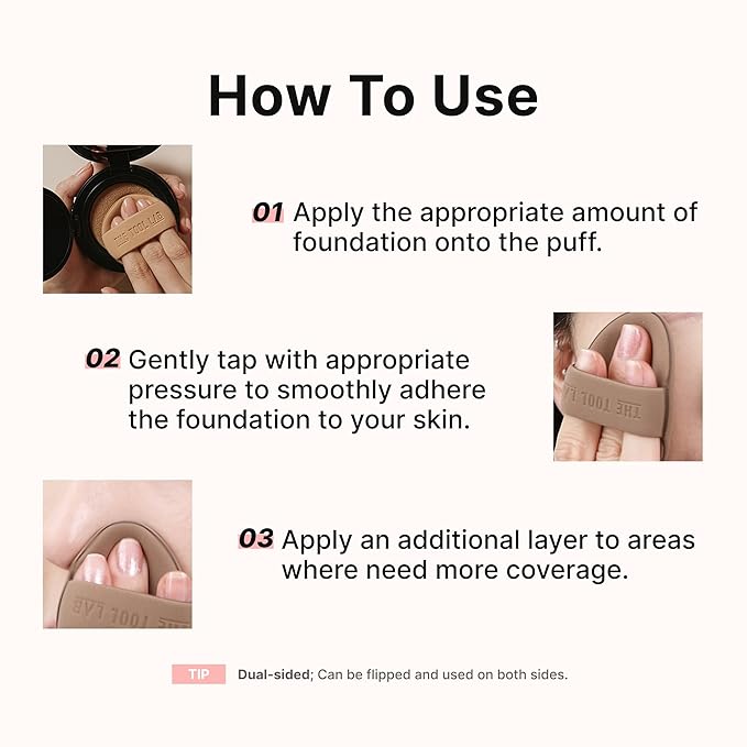 THE TOOL LAB Long-lasting Tension Puff 4P Set, Glow + Cover + Airy + Aqua, Liquid Cushion Foundation, Rubycell Makeup Sponge for Hydrating & Smooth Coverage, Korean Makeup (4P, 2.1 inch, Round)