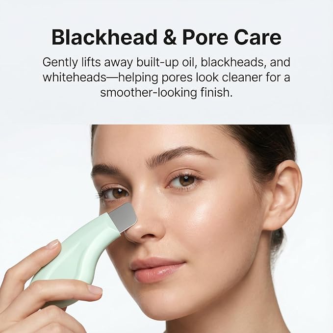 Blackhead Remover Tool, Stainless Steel Face Scraper for Deep Cleansing, Skin Scrubber Face Spatula with Silicone Cover, Nose Blackhead Remover, Skin Care Tool for Men and Women (Green)