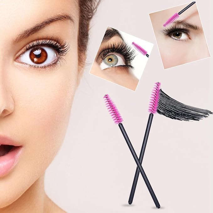 1000 PCS Disposable Eyelash Mascara Brushes Wands Applicator Makeup Brush Tool Kits,Pink