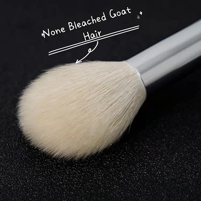 12 Pieces Premium Goat Hair Makeup Brush Set Nature Hair Bristles for Flawless Powder Application Durable Copper Ferrules Includes Eco-Friendly Kraft Paper Storage Case and Elegant Gift Box