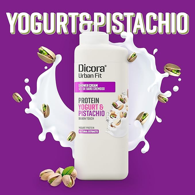 Dicora Urban Fit Shower Cream - Hydrating Women and Mens Body Wash - Shower Gel For Skin Protection - Natural Formula - Yogurt And Pistachio - 13.5 oz (Pack of 2)