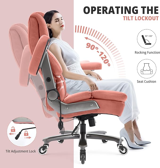 Fabric Big and Tall Office Chair 700lbs-High Back Executive Cloth Computer Chair with Adjustable Lumbar Support 3D Flip Arms Plus Size Rubber Wheels-Extra Wide Large Desk Chairs, Heavy Duty Metal Base
