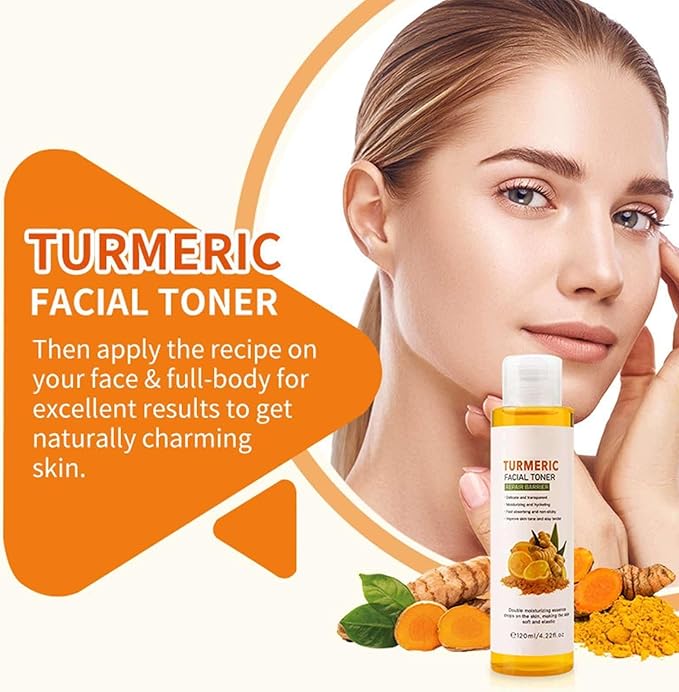 Turmeric Toner,Skin Balancing & Pore-Reducing Toner,Smoothing,Hydrating Toner for Diminished Dullness and Fine Lines,Anti-Aging Tumeric Toner for Face(120ml/4.22f1.0z)
