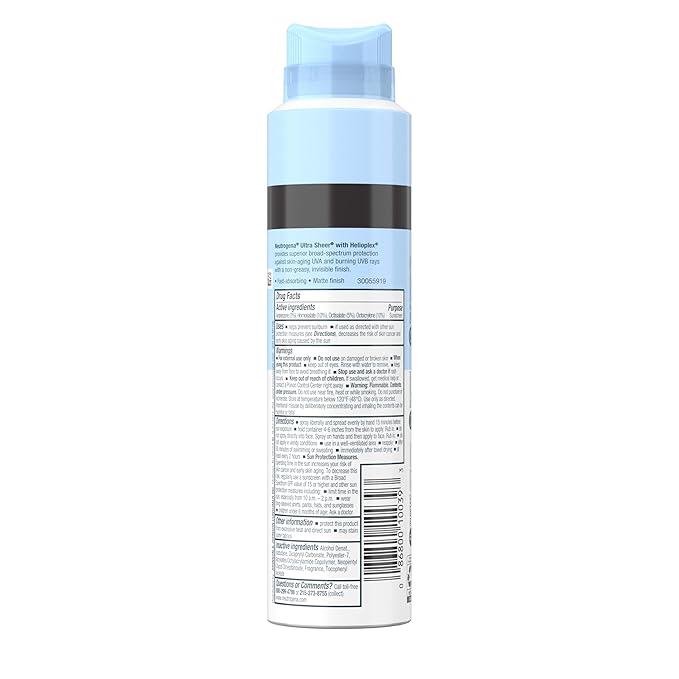 Neutrogena Ultra Sheer Body Mist Sunscreen Spray, Broad Spectrum SPF 45, Lightweight Spray Sunscreen, Non-Greasy & Water Resistant, Oil-Free & Non-Comedogenic UVA/UVB, 5 oz Pack of 3