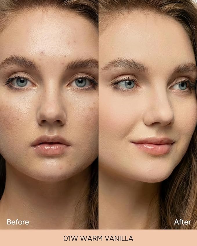 Velvet Matte Cushion Foundation Blue #01W Warm Vanilla| Full Coverage,12H Oil Control,Ideal for Oily & Combination Skin,Waterproof,Long-Lasting, Lightweight, Hydrating,Transfer-Proof