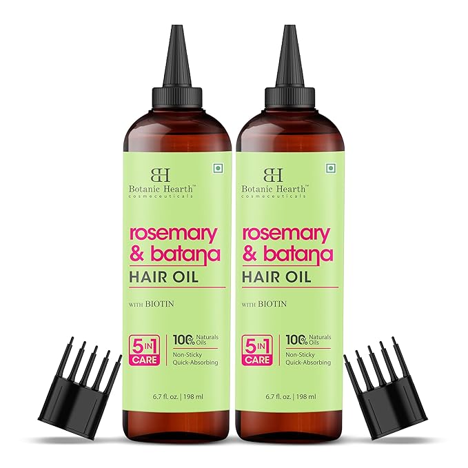 Botanic Hearth 100% Pure Rosemary Batana Oil For Hair Growth & Hair Treatment Oils 6.7 Fl Oz, 2Pack|Infused with coconut Oil|Hair Oil Repairs Dry Damaged Hair, Strengthening, Healthier|All Hair Types