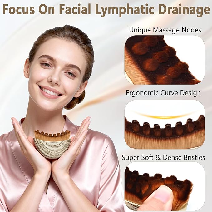 New Lymphatic Contour Face Brush,2026 Jawline Sculpting Lymphatic Drainage Massager,Dry Brush Facial Tool for Puffiness Detox & Glow,Manual Skincare Brushs,Ultra Soft PBT Bristles