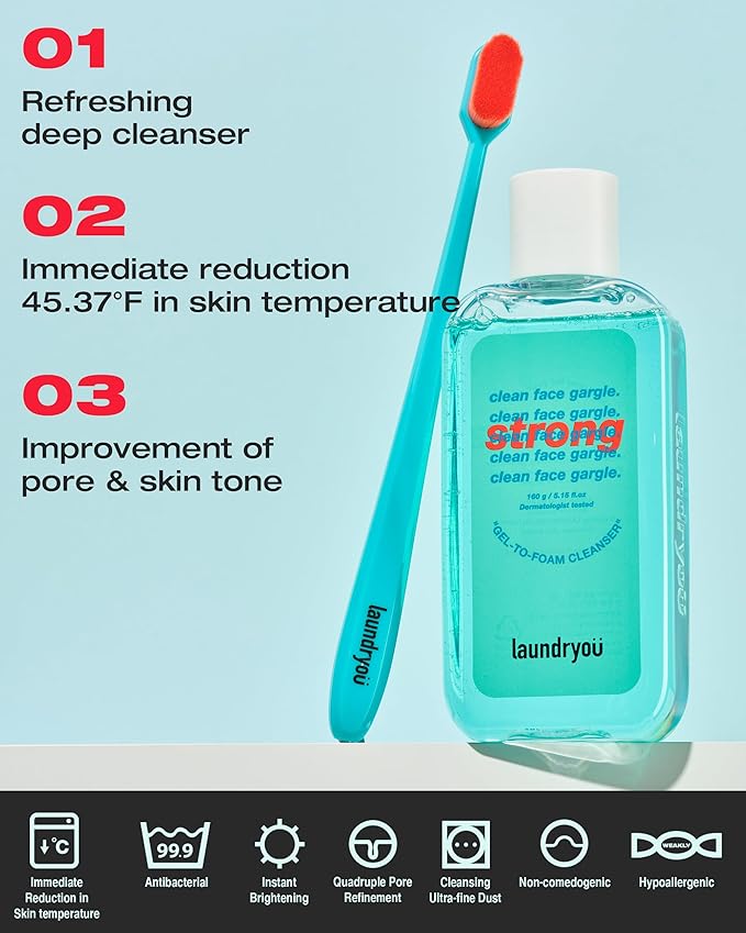 Gel-to-Foam Facial Cleanser Strong | Exfoliating PHA Cleanser with Centella & Heartleaf | Deep Pore Face Wash for Oily & Acne-Prone Skin | Korean Skin Care (5.64 fl oz)