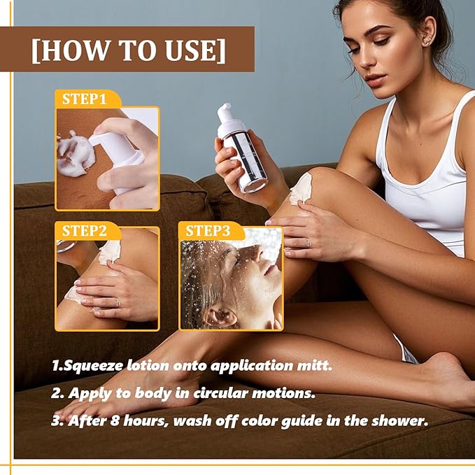 Self Tanner Tanning Lotion for Natural Glow - Lightweight, Streak-Free Sunless Tan with Aloe Vera & Coconut Oil, Quick-Dry Moisturizing Formula for All Skin Tones (4.06 Fl oz)