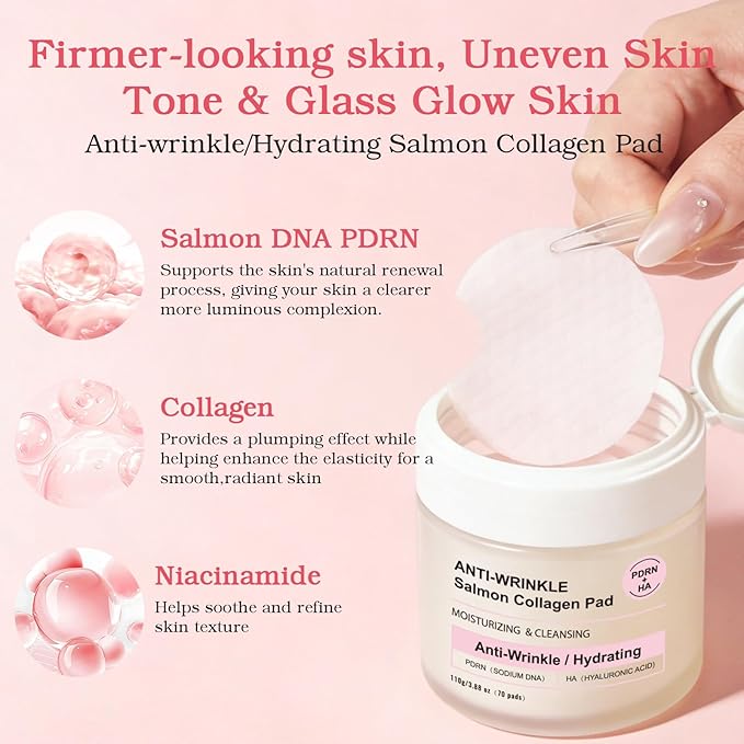 Collagen Toner Pads Pore Skincare, Exfoliating Pad for Anti-Wrinkle & Moisturizing, Exfoliating Face Toner Pads Fine Lines Firming– Gently Clears Impurities, Refines Pores & Smooths Skin Texture