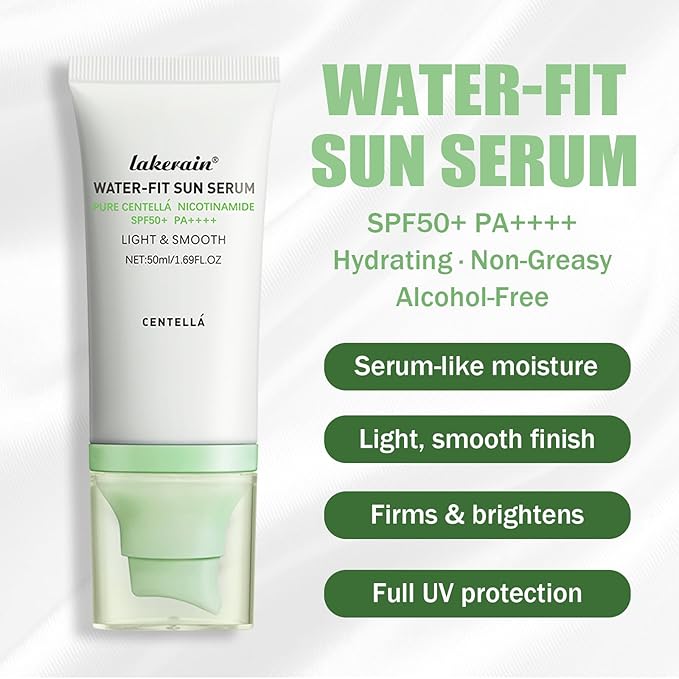 Water-Fit Centella SunSerum SPF50 - Lightweight, Non-Greasy Daily Moisturizing Protection with Centella Extract for All Skin Types