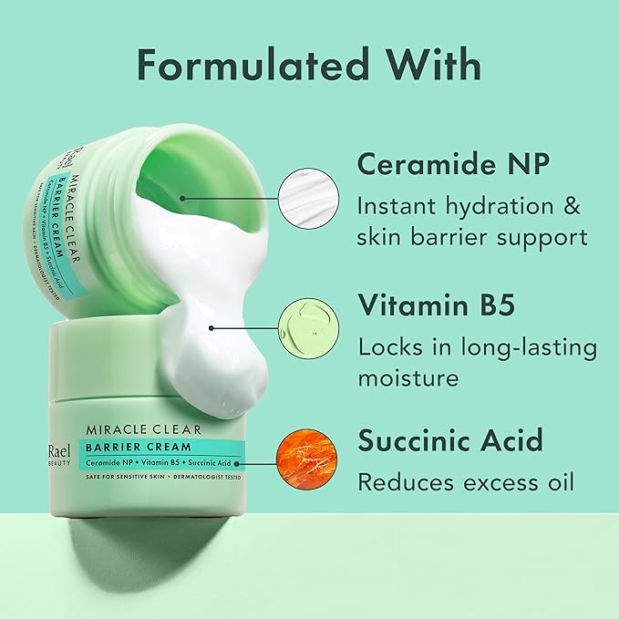Rael Miracle Clear Bundle - Clarifying Toner (5.1 oz), Barrier Cream (1.8 oz)
