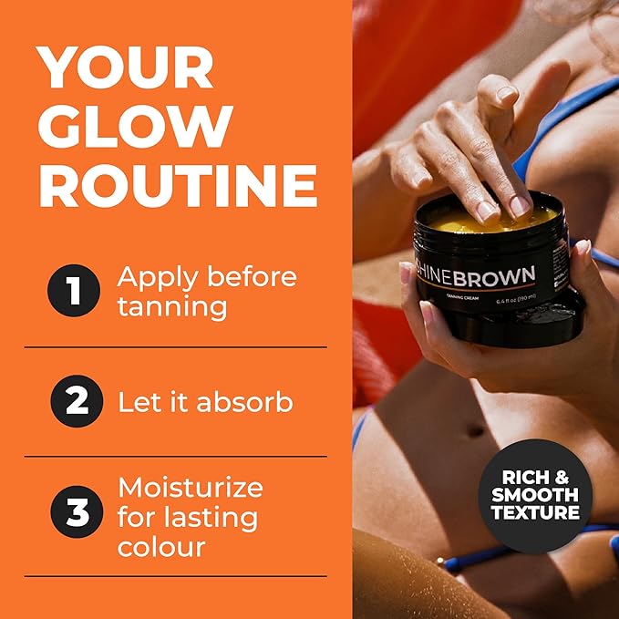BYROKKO Shine Brown Tanning Accelerator Lotion - Indoor & Outdoor Fast Dark Tan Cream with Bronzer - Natural Botanical Oils for Face & Body - Water Resistant Formula - 7.1 Fl Oz Original