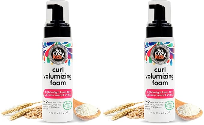 SoCozy Hair Mousse for Kids,Curl Volumizing Foam Mousse for Curly Hair (6 Fl Oz) Enhances Shine & Volume,Gentle Formula with Panthenol,Hydrolyzed Proteins & Keratin,Paraben-& Sulfate-Free,(Pack of 2)