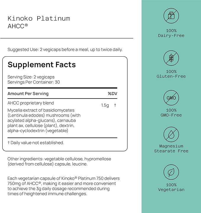 Quality of Life AHCC Kinoko Platinum and Advasorb Vitamin C - Immune Support Bundle
