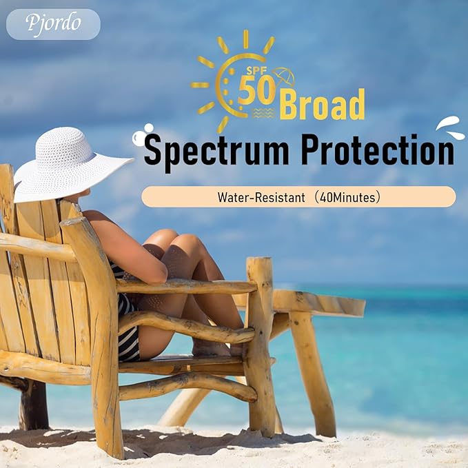 Body Shimmer Oil, Sunscreen Glow Oil, Broad Spectrum SPF 50, Sun Shield, Lightweight Shimmering Gel Texture Absorbs Quickly, Non Sticky, Glowing Results, Gold 4.06 fl oz