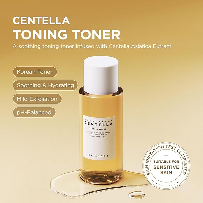 SKIN1004 Centella Toning Toner 13.52 fl.oz, 400ml, Korean Face Toner with Madagascar Centella Asiatica & Hyaluronic Acid for Hydrating, Soothing and Moisturizing, PHA Exfoliator, Korean Skin Care