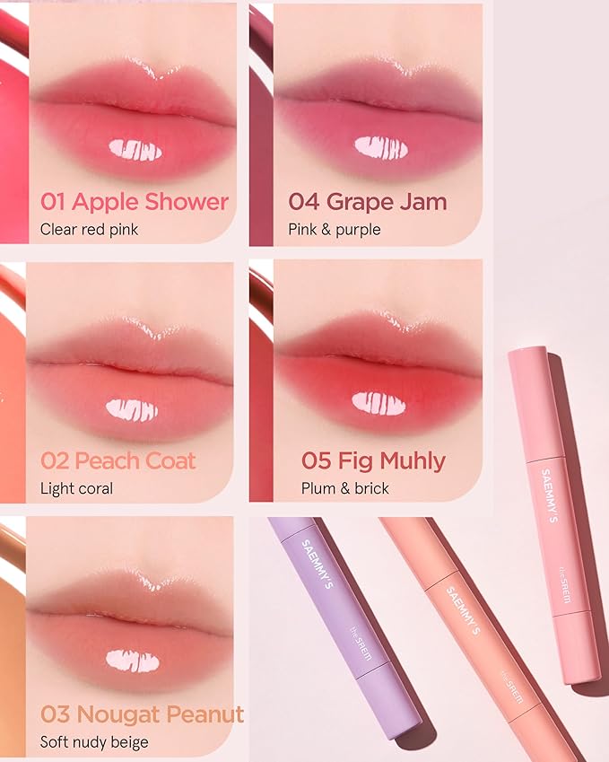 THESAEM Saemmy's Syrup Shot Melting Balm - Plumping Lip GLoss Lipstick for Glazed Shine Lips - Korean Lip Makeup - Long Lasting Moisturizing, 0.06oz. (01 Apple Shower)