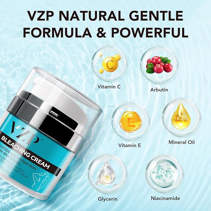 Skin Care - Skin Lightening & Bleaching Cream, Face Moisturizer with Vitamin C & Arbutin, Dark Spot Remover for Body & Intimate Areas, Underarm, Knees, Elbows, Inner Thigh, Private Parts- 1.7 Fl Oz