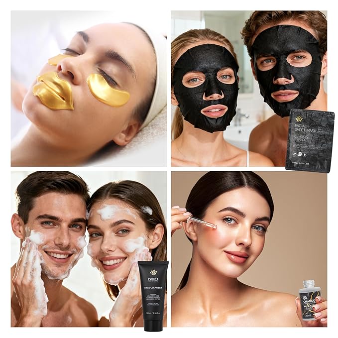 35 Pcs Valentines Day Gifts for Women & Men, Charcoal Bath & Body Gift Basket, Face Skin Care Kit, Self-Care Gift, Diffuser, Shower Gel, Massage Oil, Bath Bomb, Birthday, Christmas, Mother, Husband