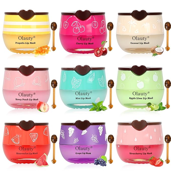 9PCS Bee Lip Balm Lip Mask Honey Pot,Mothers Day Gifts,Honey Lip Balm Bulk Gifts Lip Sleeping Mask Nourishing Overnight Lip Treatment Moisturizer Balm,Teacher Appreciation Gifts,Easter Basket Stuffers
