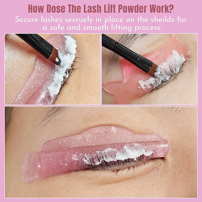 Korean Lash Lift Powder with Lifting Lotion - Glueless Viscosity Enhancer for Eyelash Perm & Lift, Super Mix Solution Keratin Eyelash Lift