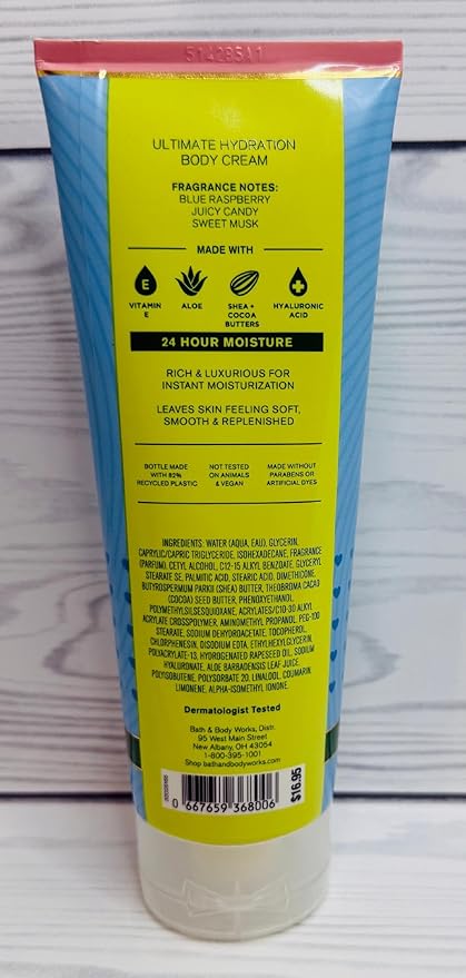 Bath & Body Works Blue Raspberry Burst Ultimate Hydration Body Cream 8 Ounces Pack of 2