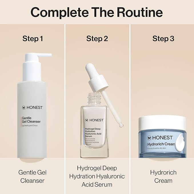Honest Beauty Hydrorich Cream with Hyaluronic Acid + Mushroom Complex, Clinically Tested for Dry Skin, Dermatologist Tested, Hypoallergenic, Vegan, EWG Verified