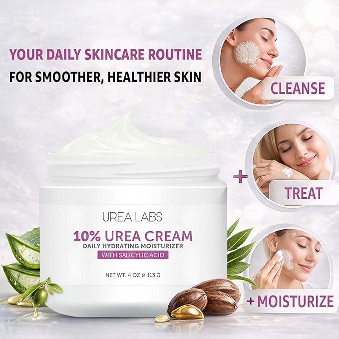 10% Urea Cream with Aloe Vera, Jojoba Oil and Salicylic Acid - 150ml Hydrating Moisturizer for Dry, Chapped Hands, Feet, Face & Body - Repairs, Soothes & Nourishes Rough, Dry Skin - 4 Oz