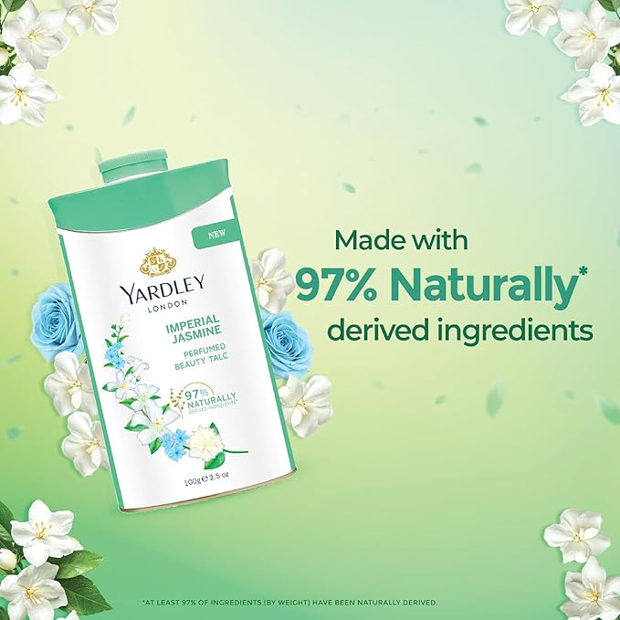 Yardley London Jasmine Perfumed Talcum Powder - 250 g. 8.8 oz, Deodorizing Talc