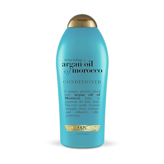 OGX Renewing + Argan Oil of Morocco Hydrating Hair Conditioner, Cold-Pressed Argan Oil to Help Moisturize, Soften & Strengthen Hair, Paraben-Free with Sulfate-Free Surfactants, 25.4 Fl Oz (Pack of 4)