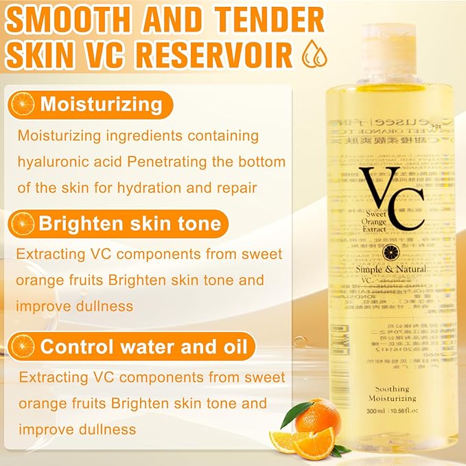 VC Toner Intensive, VC Toner Refreshing Hydrating Rejuvenating, Vitamin C Moisturizing Toner, Hydrating Facial Toner - 300ml