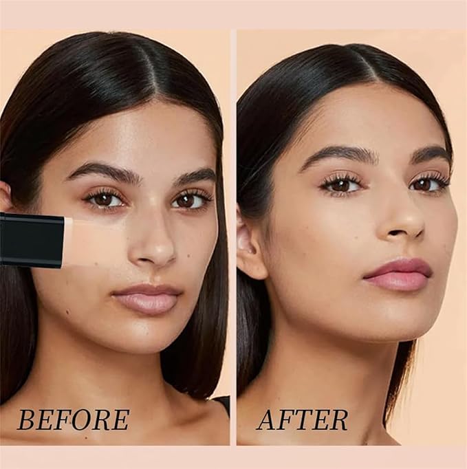 Concealer Foundation Stick, Dual-Ended Eraser Foundation Stick Conceal & Highlight, With Built-In Brush, for All Skin Types (NATURAL)