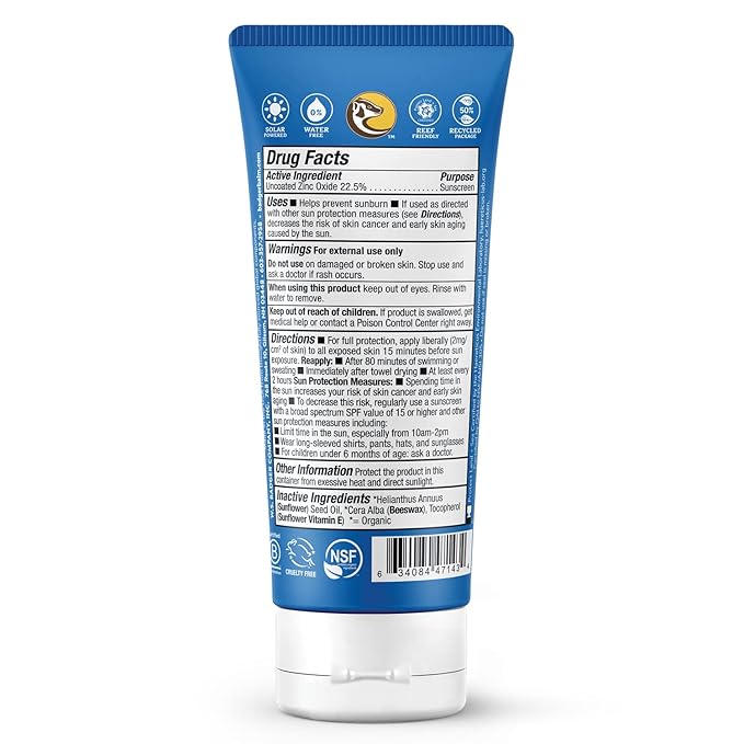 Badger Reef Safe Sport Mineral Sunscreen - Unscented SPF 40, 98% Organic, Water Resistant Zinc, Approved for Hawaii & Mexico Reefs, 2.9 fl oz, 2-Pack