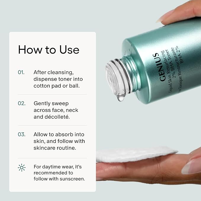 Algenist Genius Liquid Skin Resurfacing Face Toner - Gentle 2% BHA Liquid Exfoliant with Salicylic Acid & Collagen - Minimizes Pores, Firms & Smooths Fine Lines - Vegan Anti Aging Skin Care (3.4 oz)