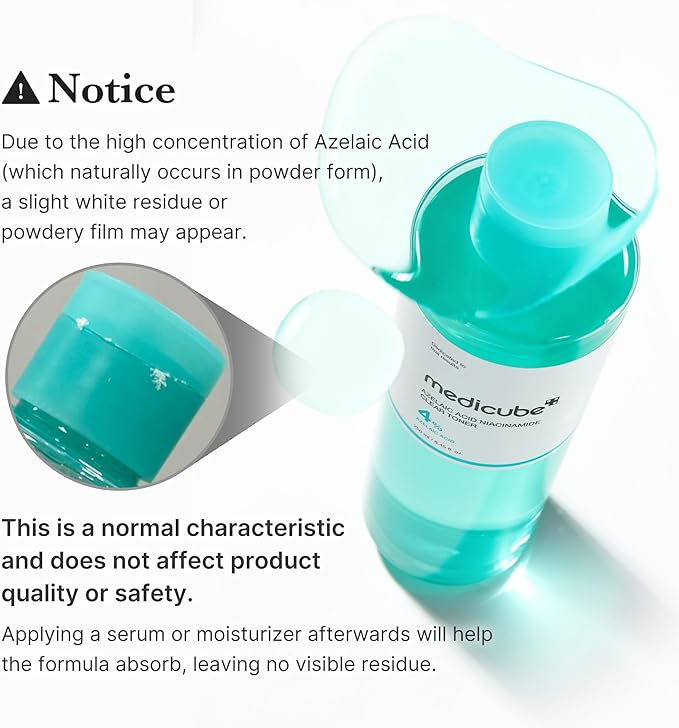 medicube Azelaic Acid Niacinamide Clarifying Toner | Troubled Skin Care, Ideal for Purifying & Calming | 4% Azelaic Acid & 2% Niacinamide| Soothing Daily Toner | Korean Skin Care | 8.45 fl.oz