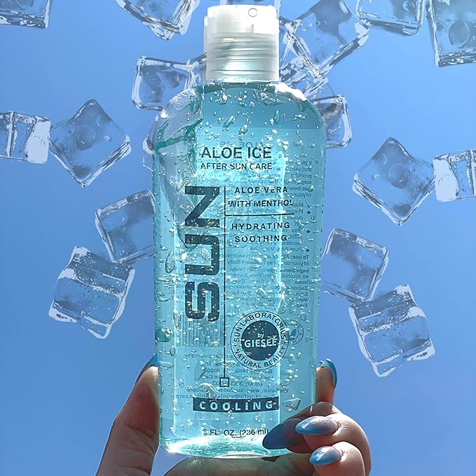 Sun Laboratories Aloe Ice Gel 3-Pack 8 fl. oz. Bottles - Organic Aloe Vera Gel - Pure and Natural After Sun Care, Sunburn Relief, Soothing Sun Cream - Aloe Vera for Burns